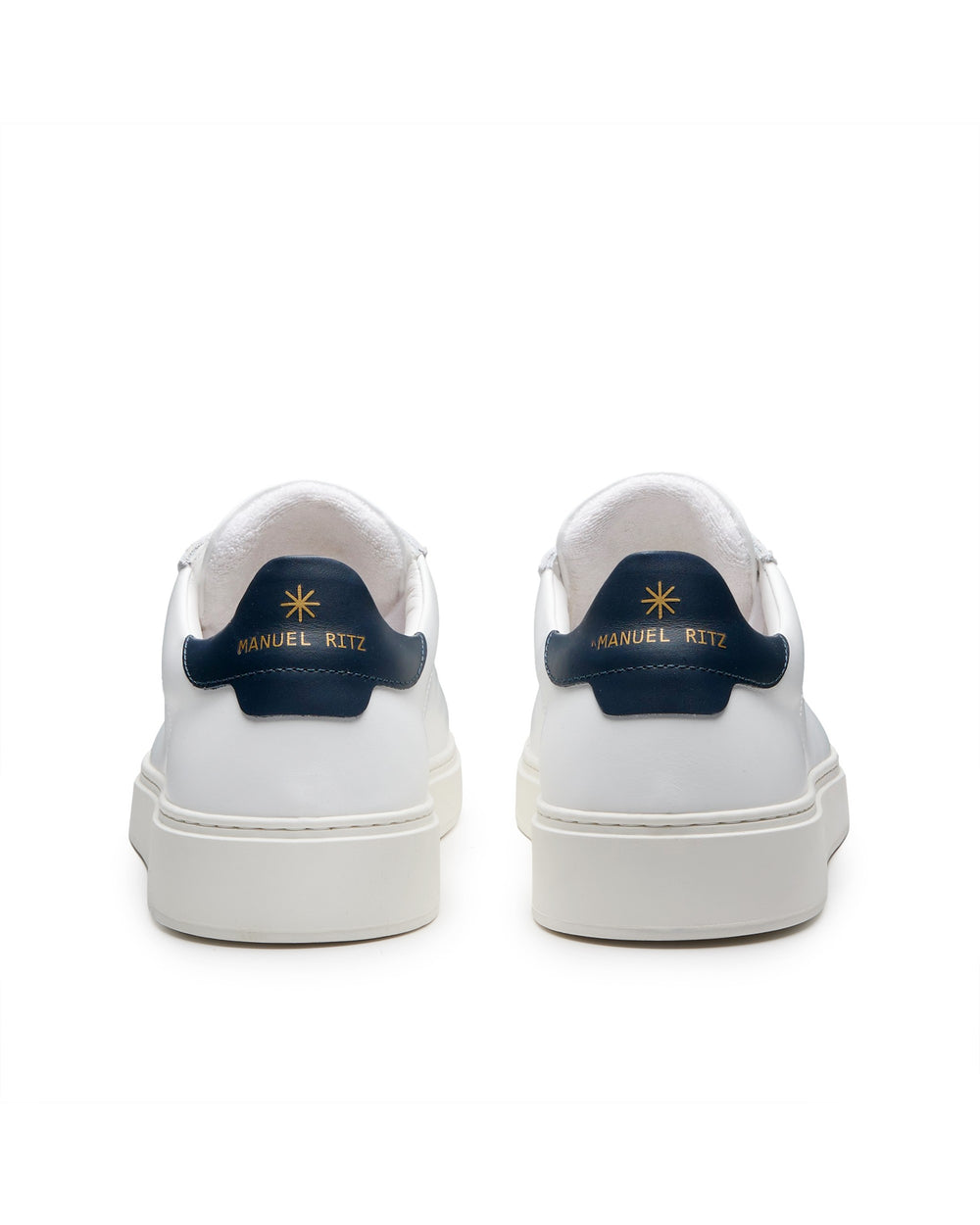 blue leather sneakers