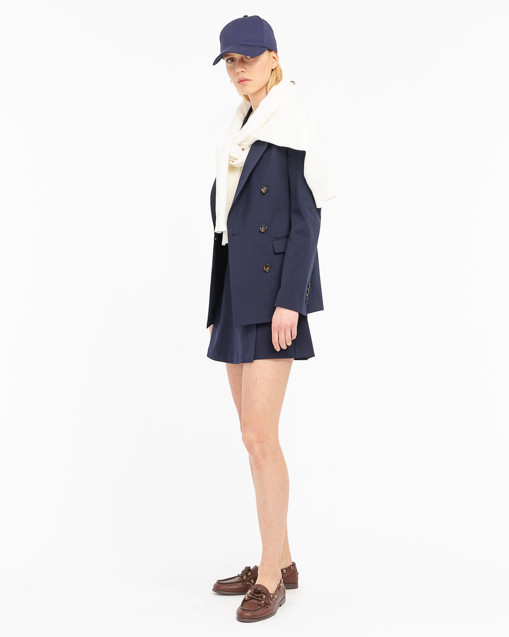blue jersey stitch milan double breasted blazer
